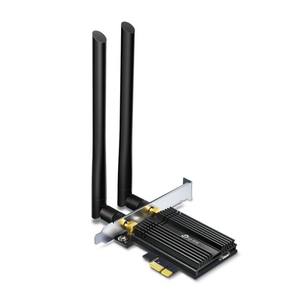 ADAPTOR RETEA TP-LINK AX3000, intern wireless 2.4 GHz | 5 GHz, PCI-E, port, 3000 Mbps, antena externa x 2, „Archer TX50E” (timbru verde 0.18 lei)