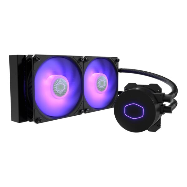 Cooler Cooler Master „MASTERLIQUID ML240L V2 RGB”, compatibil skt. Intel si AMD, racire cu lichid, ventilator 120 mm x 2, 1800 rpm, iluminat RGB, „MLW-D24M-A18PC-R2” (timbru verde 2.00 lei)