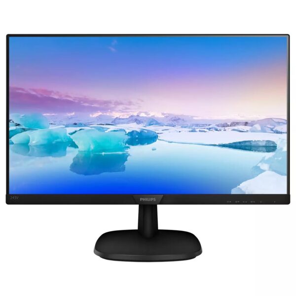 MONITOR PHILIPS 23.8″, home, office, IPS, Full HD (1920 x 1080), Wide, 250 cd/mp, 5 ms, VGA, DVI, HDMI, „243V7QDAB/01” (timbru verde 7 lei)