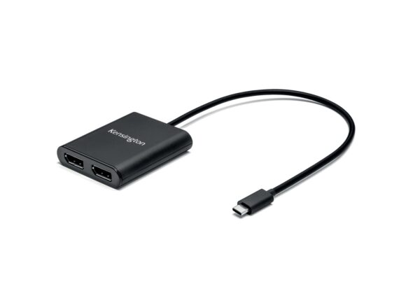 CABLU video KENSINGTON, adaptor USB 3.1 Type-C (T) la dual DisplayPort 1.2 (M), 30cm, rezolutie maxima 4K UHD (3840 x 2160) la 30 Hz, negru, „K38280WW” (timbru verde 0.18 lei)