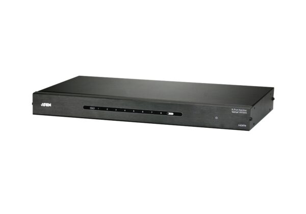 SPLITTER video ATEN, split HDMI la 8 monitoare, conector 1: HDMI (M); conector 2: HDMI (M) x 8, „VS0108HA-AT-G” (timbru verde 0.8 lei)