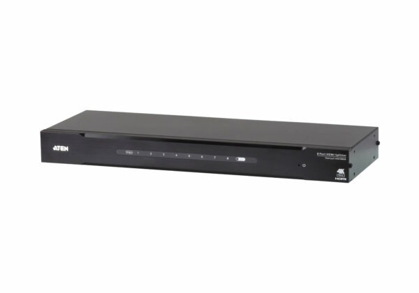 SPLITTER video ATEN, split HDMI la 8 monitoare, conector 1: HDMI (M); conector 2: HDMI (M) x 8, „VS0108HB-AT-G” (timbru verde 0.8 lei)