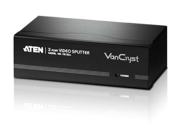 SPLITTER video ATEN, split 2 monitoare la 1 PC, conector 1: VGA (T); conector 2: VGA (M) x 2, „VS132A-A7-G” (timbru verde 0.8 lei)