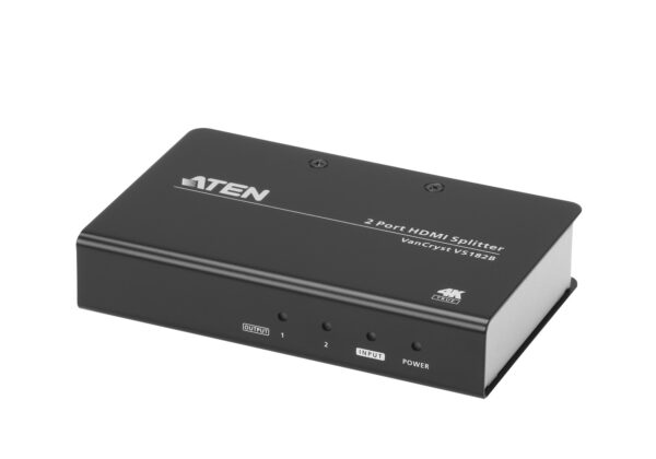 SPLITTER video ATEN, split HDMI la 2 monitoare, conector 1: HDMI (M); conector 2: HDMI (M) x 2, „VS182B-AT-G” (timbru verde 0.8 lei)
