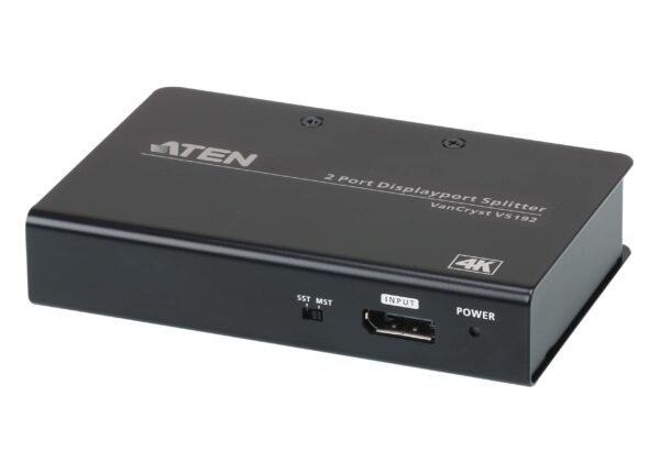 SPLITTER video ATEN, split 2 monitoare la 1 PC, conector 1: DisplayPort (M); conector 2: DisplayPort (M) x 2, „VS192-AT-G” (timbru verde 0.8 lei)