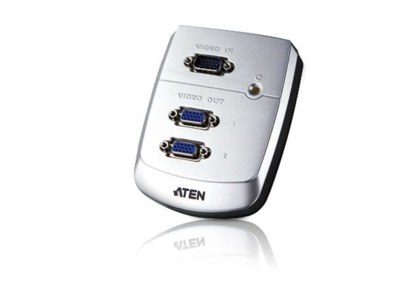 SPLITTER video ATEN, split 2 monitoare la 1 PC, conector 1: VGA (T); conector 2: VGA (M) x 2, „VS82-AT-G” (timbru verde 0.8 lei)