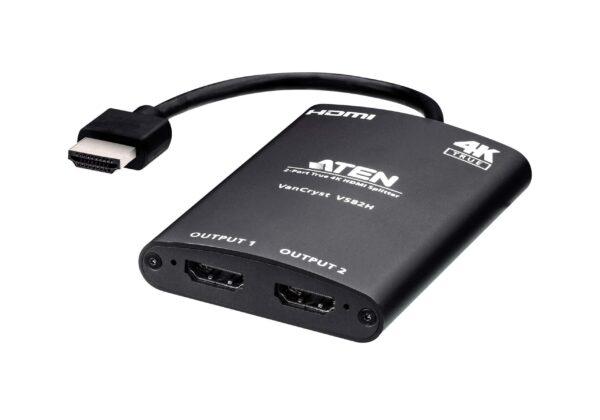 SPLITTER video ATEN, split HDMI la 2 monitoare, conector 1: HDMI (T); conector 2: HDMI (M) x 2, „VS82H-AT” (timbru verde 0.8 lei)