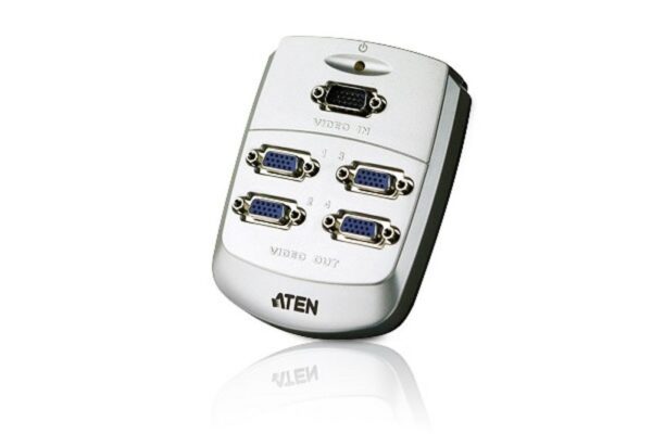 SPLITTER video ATEN, split 4 monitoare la 1 PC, conector 1: VGA (T); conector 2: VGA (M) x 4, „VS84-AT-G” (timbru verde 0.8 lei)