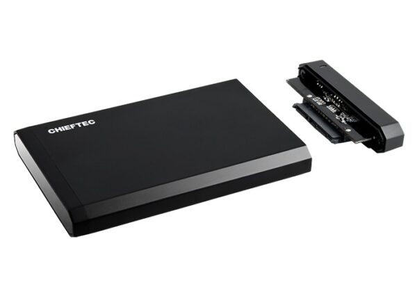 RACK extern CHIEFTEC, pt HDD/SSD, 2.5 inch, S-ATA, interfata PC USB 3.0, aluminiu, negru, „CEB-2511-U3” (timbru verde 0.8 lei)