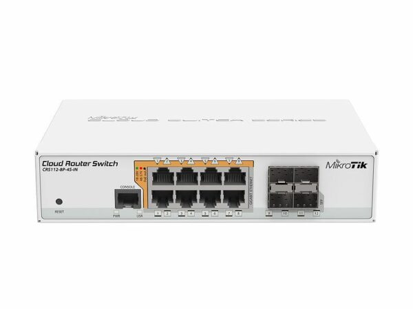 SWITCH MIKROTIK, CRS112-8P-4S-IN, porturi Gigabit x 8, SFP+ x 4, managed, carcasa metalica, „CRS112-8p-4s-in” (timbru verde 2 lei)