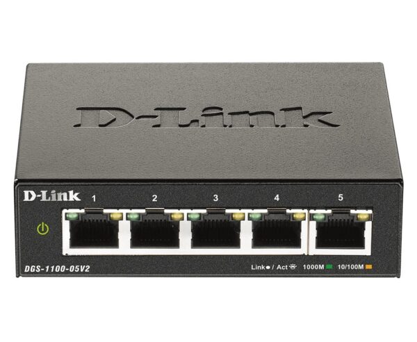 SWITCH D-LINK SMART 5 porturi Gigabit, carcasa metalica, „DGS-1100-05V2” (timbru verde 2 lei)