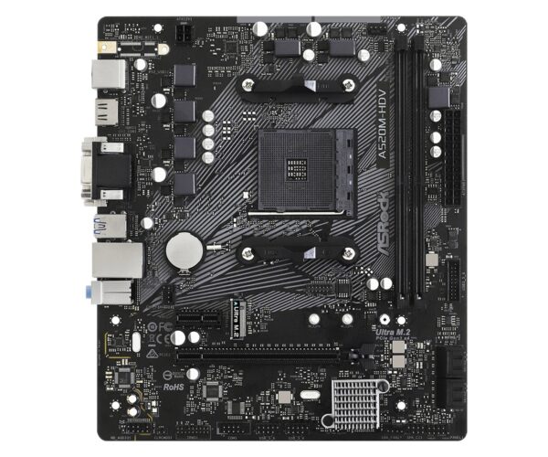 PLACA de BAZA Asrock „A520M-HDV”, skt AM4, mATX, AMD A520, 2 x DDR4, max. 64 GB, 4 x SATA, 1 x M.2, 7.1, „A520M-HDV”