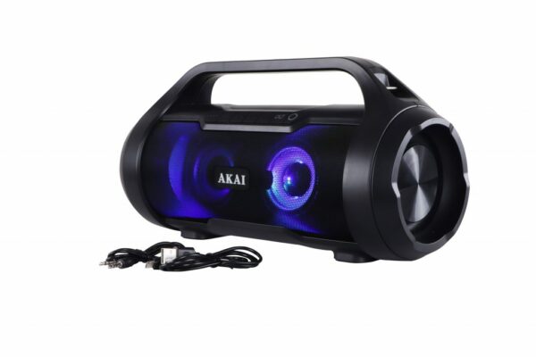 BOXE portabile AKAI, compact 2.0, RMS 15W, Bluetooth, conector Bluetooth, Jack 3.5mm, USB, negru, „ABTS-50” (timbru verde 4.00 lei)