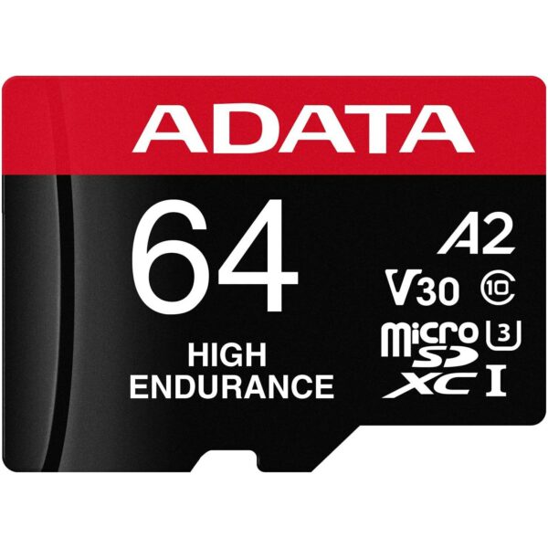 CARD MicroSD ADATA, 64 GB, MicroSDXC, clasa 10, standard UHS-I U3, „AUSDX64GUI3V30SHA2” (timbru verde 0.03 lei)
