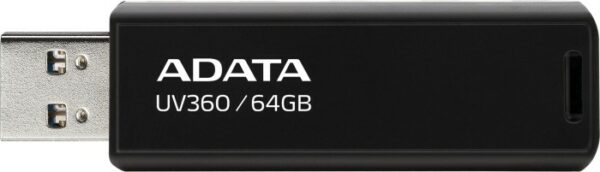 MEMORIE USB 3.2 ADATA 64 GB, retractabila, carcasa metalica, negru, „AUV360-64G-RBK” (timbru verde 0.03 lei)