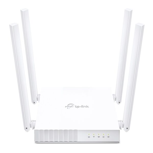 ROUTER TP-LINK wireless 750Mbps, 4 porturi 10/100Mbps, 4 antene externe, Dual Band AC750 „Archer C24” (timbru verde 0.8 lei)