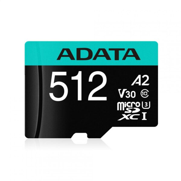 CARD MicroSD ADATA, 512 GB, microSDHC, clasa 10, standard UHS-I U3, „AUSDX512GUI3V30SA2” (timbru verde 0.03 lei)