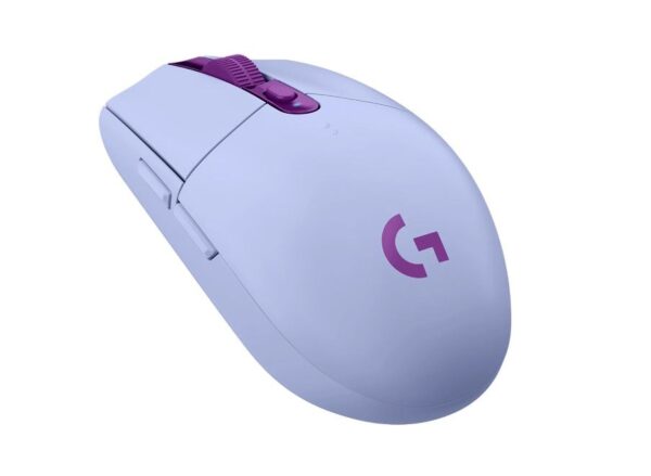 MOUSE LOGITECH, „G3054 Lightspeed”, gaming, wireless, 2.4GHz, optic, 12000 dpi, butoane/scroll 6/1, buton selectare viteza, mov, „910-006022” (timbru verde 0.18 lei)