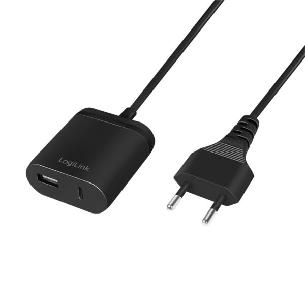 ALIMENTATOR retea 220V LOGILINK, universal, 1 x USB-C, 1 x USB-A, maxim 2.4A, 12W, suport OCP/OVP/SCP, 1.5m, negru, „PA0256” (timbru verde 0.18 lei)