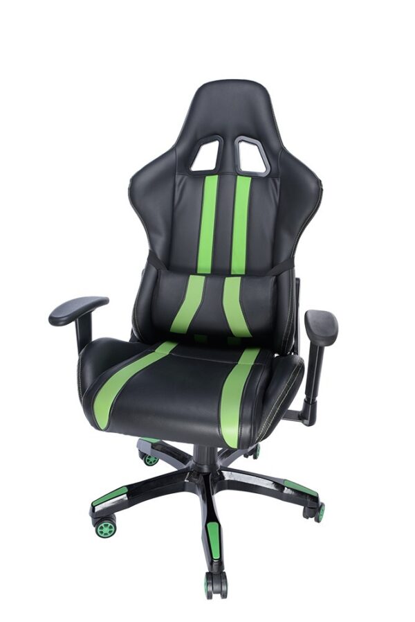 SCAUN GAMING SPACER imitatie piele, black & green, brate ajustabile, greutate max. 120kg, dimensiuni 69.5*77.5*126~132cm „SPCH-TRINITY-GRN”/45505852