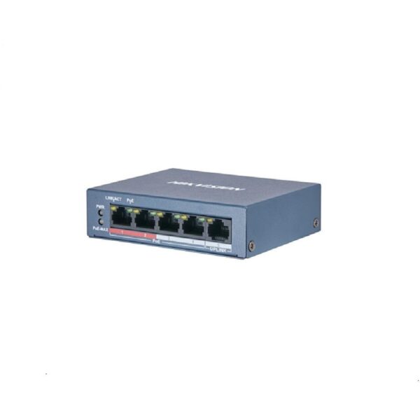 SWITCH PoE HIKVISION, port 10/100 x 5, SFP nu, carcasa metalica, „DS-3E0105P-E/M(B)” (timbru verde 2 lei)