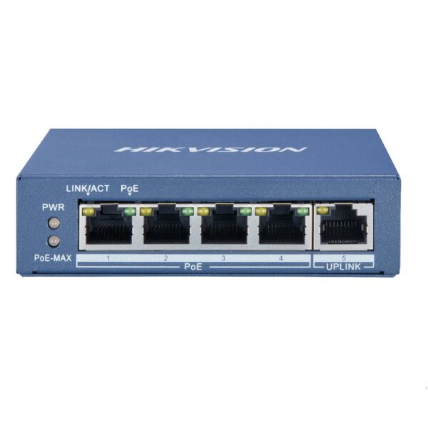 SWITCH PoE HIKVISION, port Gigabit x 5, SFP nu, carcasa metalica, „DS-3E0505P-E” (timbru verde 2 lei)