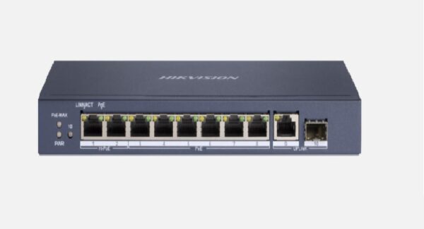 SWITCH PoE HIKVISION, port Gigabit x 8, SFP SFP x 1, carcasa metalica, „DS-3E0510HP-E” (timbru verde 2 lei)