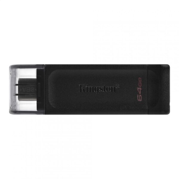 MEMORIE USB Type-C KINGSTON 64 GB, cu capac, carcasa plastic, negru, „DT70/64GB” (timbru verde 0.03 lei)