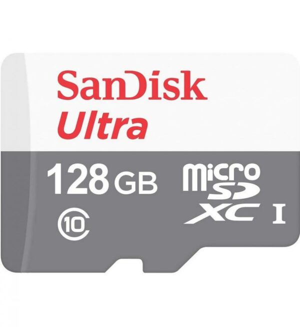 CARD MicroSD SANDISK, 128 GB, MicroSDXC, clasa 10, standard UHS-I U1, „SDSQUNR-128G-GN3MA” (timbru verde 0.03 lei)