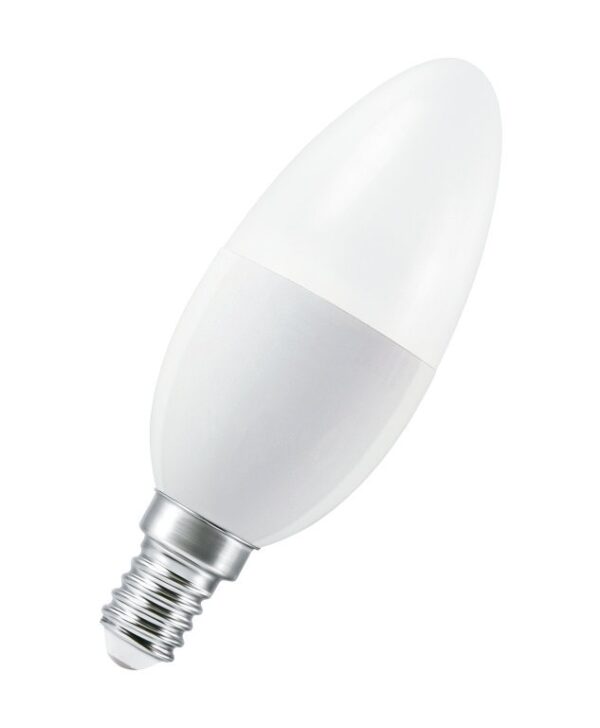 SET 3 becuri smart LED Osram, soclu E14, putere 5W, forma lumanare, lumina multicolora, alimentare 220 – 240 V, „000004058075485914” (timbru verde 1.35 lei)