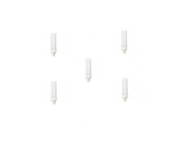 SET 5 becuri fluorescent Panasonic, soclu G24D-1, putere 13W, forma liniar, lumina alb rece, alimentare 220 – 240 V, „FDS13E40/2D-5” (timbru verde 2.25 lei)