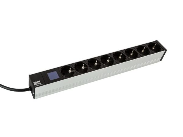 PDU BACHMANN, 1U pt. rack 19 inch, 8 prize Schuko, intrare Schuko, max 16 A, cablu 2 m, negru, „800.2054” (timbru verde 4 lei)