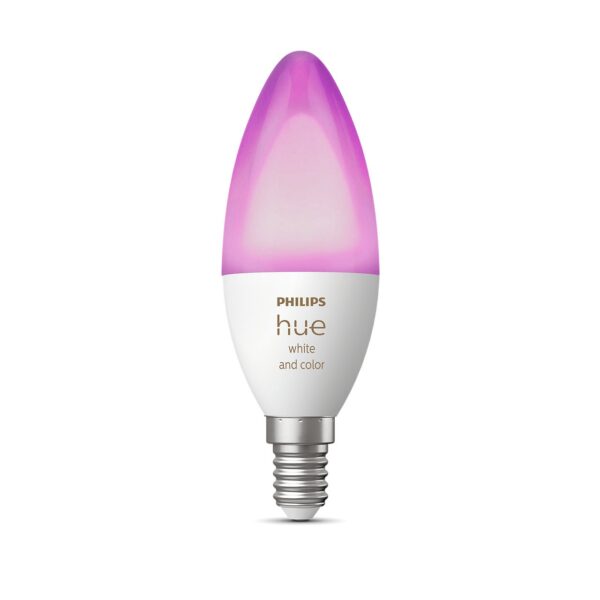 BEC smart LED Philips, soclu E14, putere 5.3W, forma lumanare, lumina multicolora, alimentare 220 – 240 V, „000008718699726317” (timbru verde 0.45 lei)