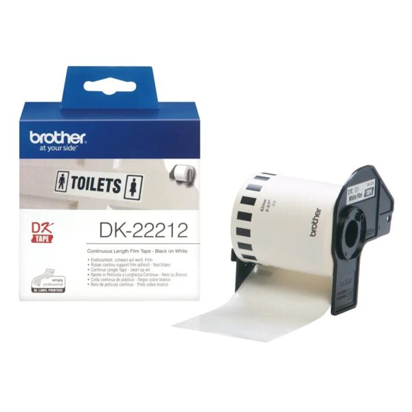 Banda Continua Hartie Original Brother Black on White, DK22212, pentru P-TOUCH QL-1100|QL-800|QL-810|QL-1050|QL-1060|QL-500|QL-560|QL-570|QL-580|QL-650|QL-700, 62x15mm,24m, incl.TV 0 RON, „DK22212”