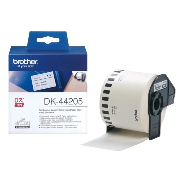 Banda Continua Hartie Original Brother Black on White, DK44205, pentru P-TOUCH QL-1100|QL-800|QL-810|QL-1050|QL-1060|QL-500|QL-560|QL-570|QL-580|QL-650|QL-700, 62x30mm, 48m, incl.TV 0 RON, „DK44205”