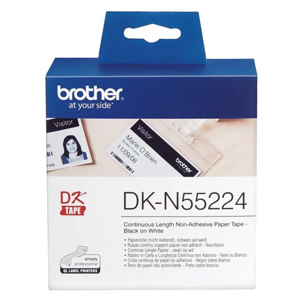 Banda Continua Hartie Original Brother Black on White, DKN55224, pentru P-TOUCH QL-1100|QL-800|QL-810|QL-1050|QL-1060|QL-500|QL-560|QL-570|QL-580|QL-650|QL-700, 54mmx30.48m, incl.TV 0 RON, „DKN55224”