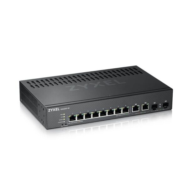 SWITCH ZYXEL, porturi Gigabit x 8, SFP x 2, managed, rackabil, „GS2220-10-EU0101F” (timbru verde 2 lei)