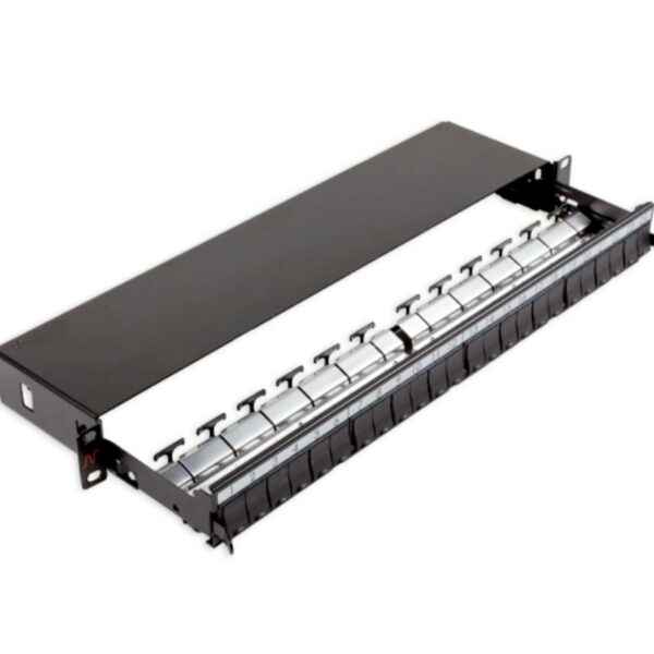 Patch Panel neechipat | Modular Sliding | Cat 5, 6, 6A, 7, 7A | Cupru | 24 | Snap-in | LANmark | Negru