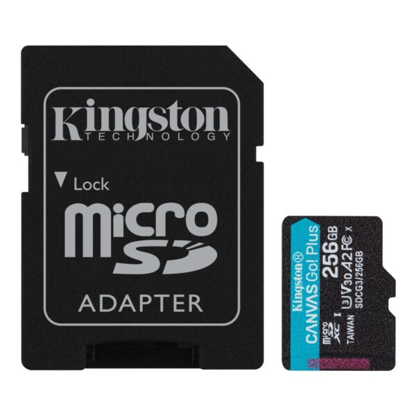 CARD MicroSD KINGSTON, 256 GB, MicroSD, clasa 10, standard UHS-I U3, „SDCG3/256GB” (timbru verde 0.03 lei)