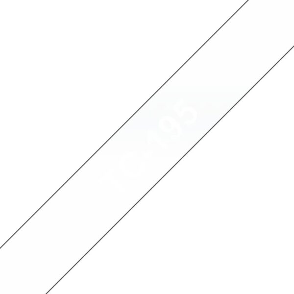 Banda laminata Original Brother White on Clear, TC195, pentru E105|E110|H100|H101|H105|H110|H111|P300|128|200|1000|1010|1090|1100|1120|1130|1160|1170|1180|1190|1200|1230|1280|1290|6100|7100|ST1150, 9mm, incl.TV 0 RON, „TC195”