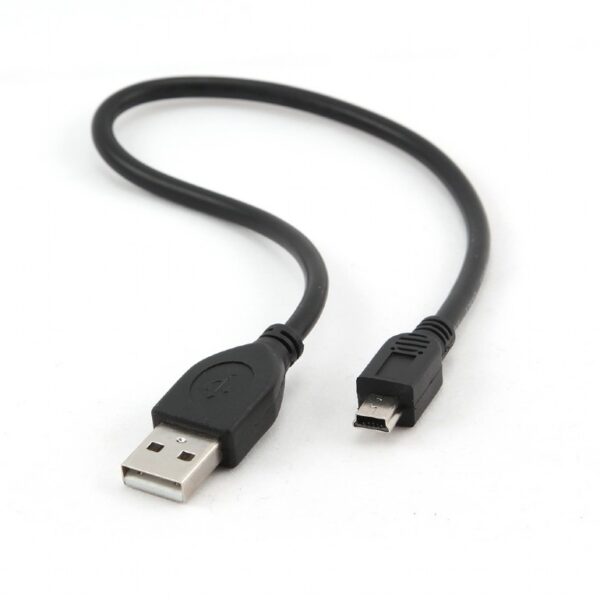 CABLU alimentare si date GEMBIRD, pt. smartphone, USB 2.0 (T) la Mini-USB 2.0 (T), 30cm, conectori auriti, negru, „CCP-USB2-AM5P-1” (timbru verde 0.08 lei)