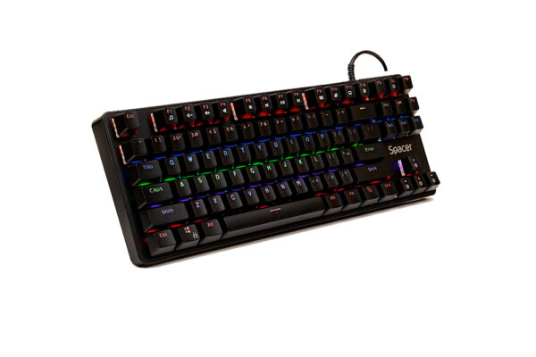 TASTATURA MECANICA SPACER USB IMMORTAL, switch-uri mecanice albastre, 50 mil. apasari, 87 taste, anti-ghosting 28 taste, anti-spill, black, „SPKB-MK-IMMORTAL” (timbru verde 0.8 lei)