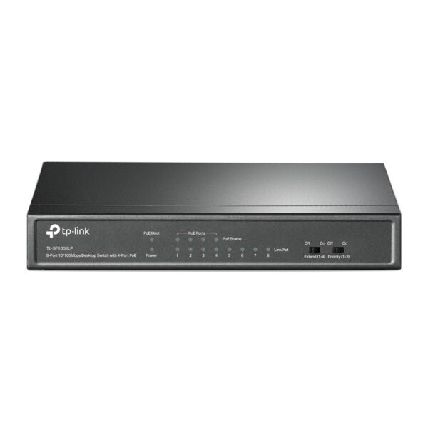 SWITCH PoE TP-LINK 8 porturi 10/100Mbps (4 PoE), IEEE 802.3af, carcasa metalica „TL-SF1008LP” (timbru verde 2 lei)