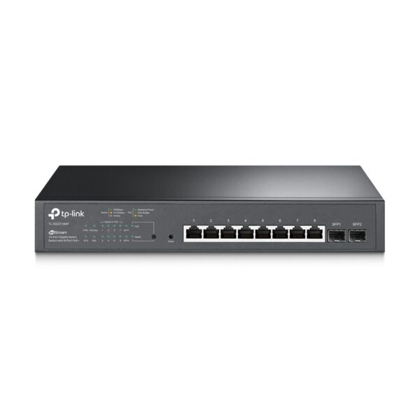 SWITCH TP-LINK POE 10 porturi Gigabit (8 PoE+), IEEE 802.3at/af, carcasa metalica „TL-SG2210MP” (timbru verde 2 lei)