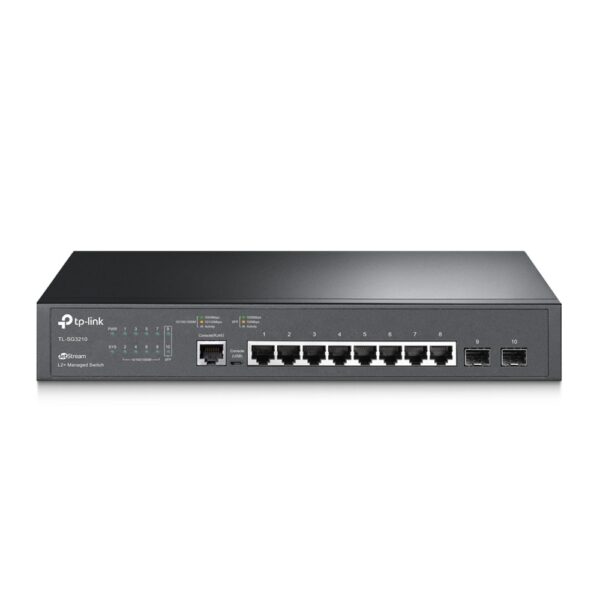 Switch TP-Link cu management L2+, 8 Porturi Gigabit, 2 x SFP Gigabit „TL-SG3210” (timbru verde 2 lei)