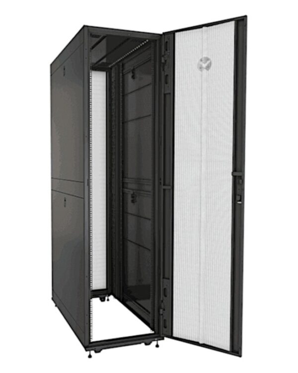 Rack 42U 1998mm (1998″)H x 800mm (31.50″)W x 1115mm (43.89″)D with (1) 77% Perforated Locking Front Door, (2) 77% Perforated Split Locking Rear Doors, (2) pair 19″ Mounting Rails,(4)Split Side Panels with locking slam latch, Toolless Removeab