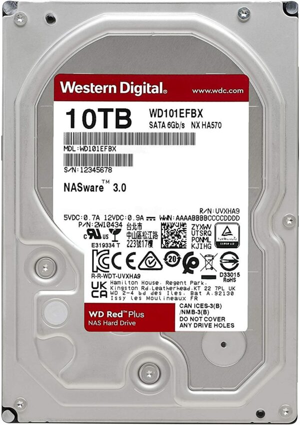 HDD WD 10TB, Red Plus, 7.200 rpm, buffer 256 MB, pt NAS, „WD101EFBX”