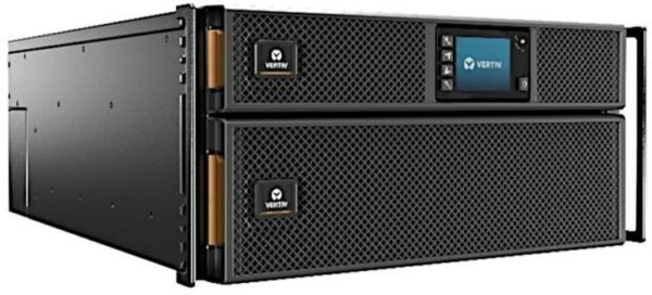 UPS Vertiv „GXT5”, Online, Tower/rack, 6000 W, fara AVR, IEC x 8 | Terminal Block, display LCD, back-up 11 – 20 min. „GXT5-6000IRT5UXLE” (timbru verde 40 lei)