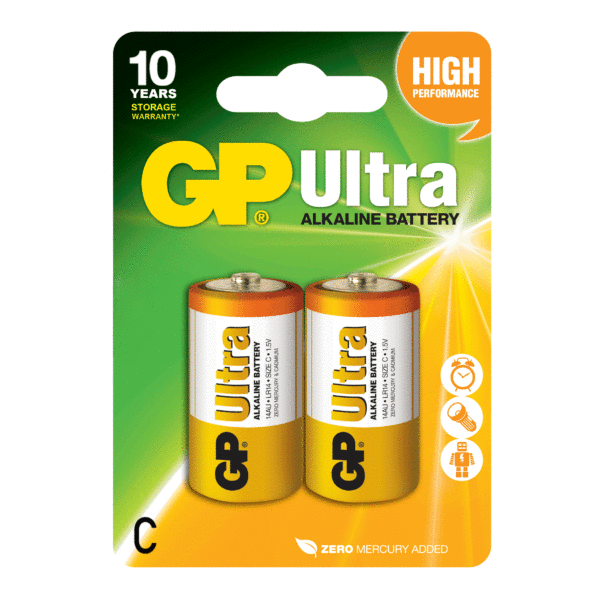 Baterie GP Batteries, Ultra Alcalina C (LR14) 1.5V alcalina, blister 2 buc. „GP14AU-2UE2” „GPPCA14AU005” (timbru verde 0.16 lei)