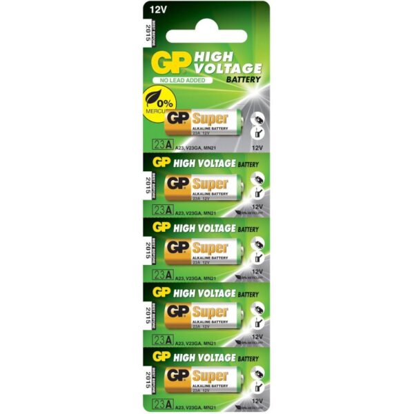 Baterie GP Batteries, Super Alcalina LR23 (23A) 12V alcalina, blister 5 buc. 23AF-U5, „GP23AF-2C5” (timbru verde 0.4 lei)